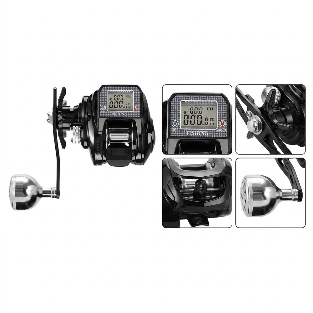 Spincast Reel - S200 デジタルベイトキャスティングリール：正確なライン追跡機能、ソーラー充電＋USB電源、10段階の磁気ブレーキ